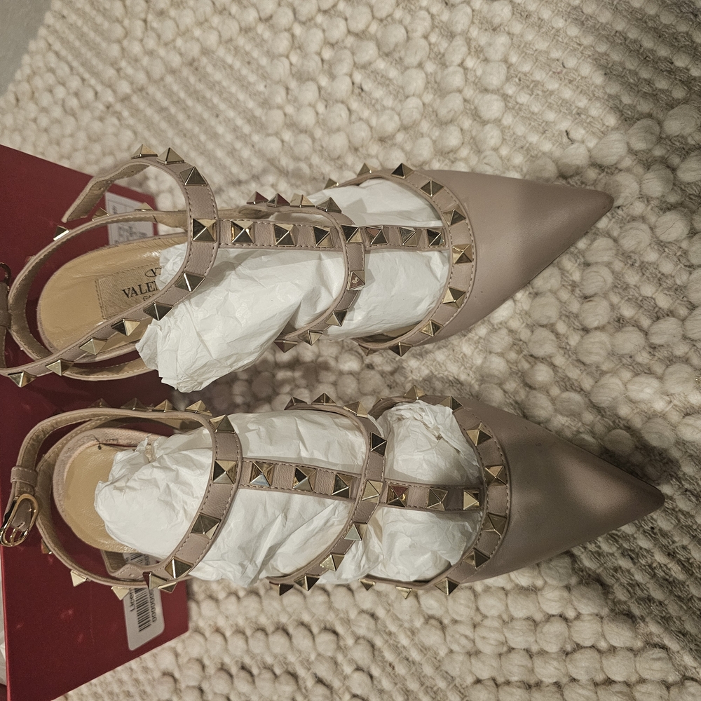 Valentino Women's Studded Tan Heels